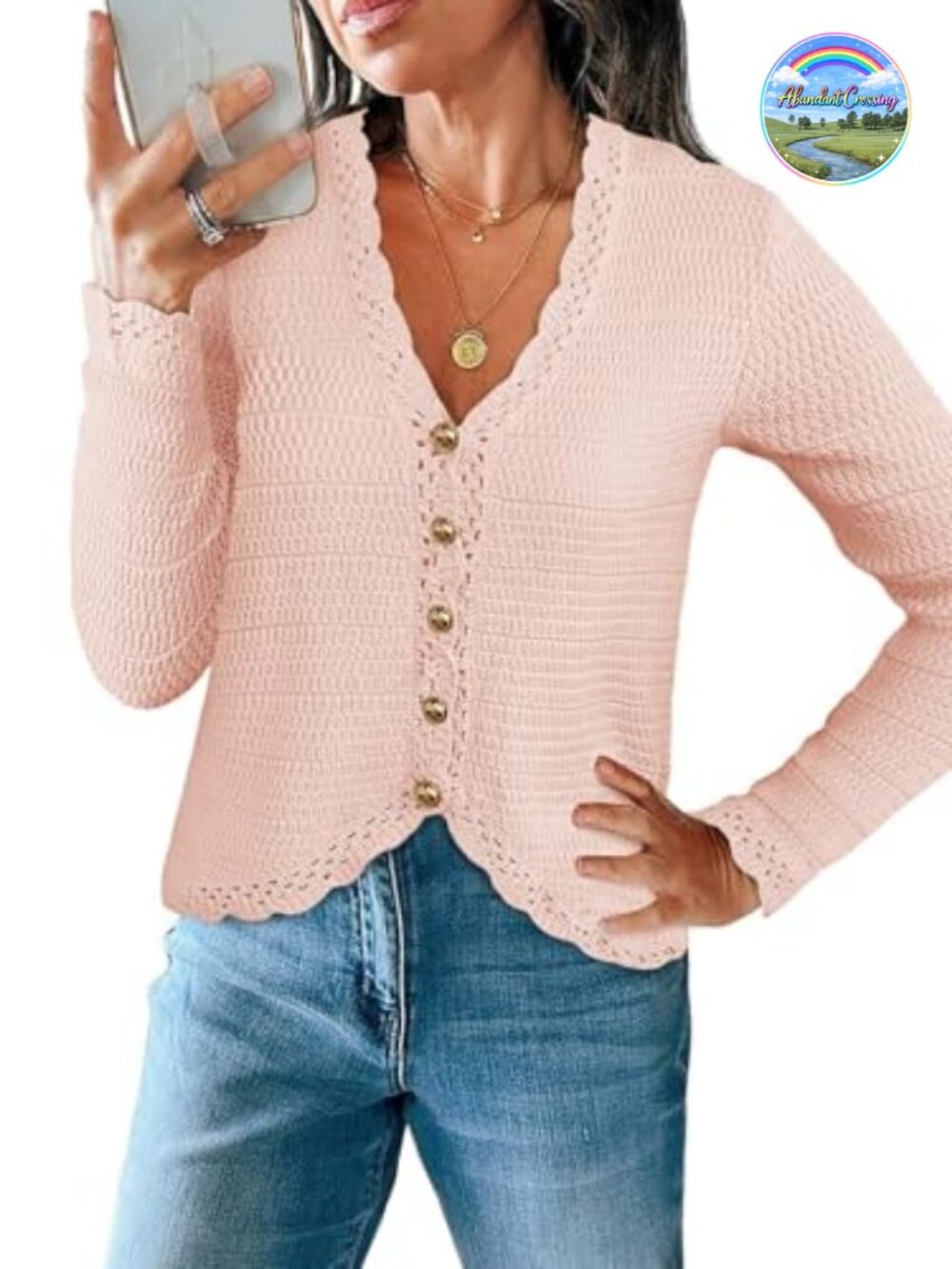 Womens V Neck Cardigan Sweaters Trendy Cropped Knit Boho Tops